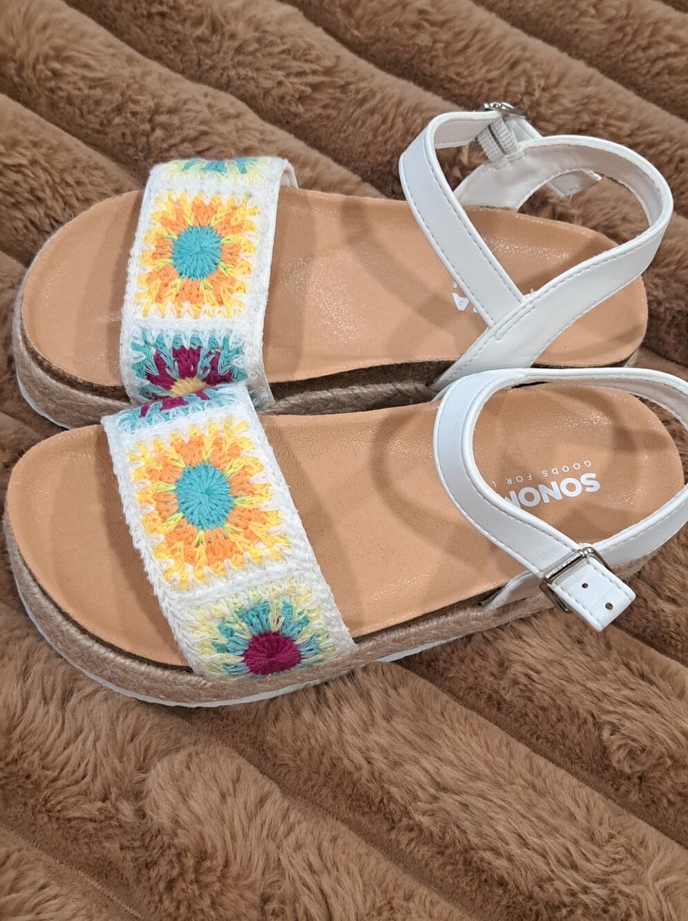 SONOMA Girls White Crochet Espadrille Strap Sandals Size 1